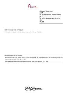 Bibliographie critique  ; n°1 ; vol.12, pg 979-1021