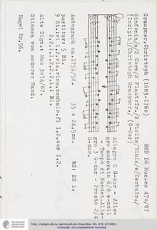 Partition complète et parties, Sinfonia en G major, GWV 603