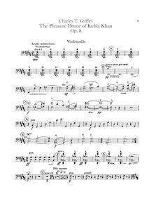 Partition violoncelles, pour Pleasure Dome of Kubla Khan, Griffes, Charles Tomlinson