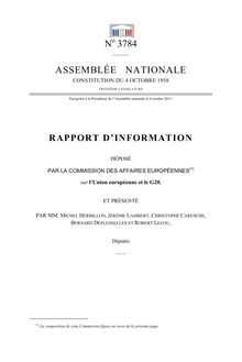 Rapport d information déposé par la commission des affaires européennes sur l Union européenne et le G20