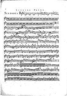 Partition violons I, 6 Symphonies, G.503-508 (Op.12), D major, E♭ major, C major, D minor, B♭ major, A major
