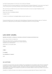 Les Cent Jours (1/2) par baron Pierre Alexandre Édouard Fleury de Chaboulon