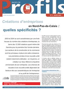 Créations d entreprises en Nord-Pas-de-Calais : quelles spécificités ?