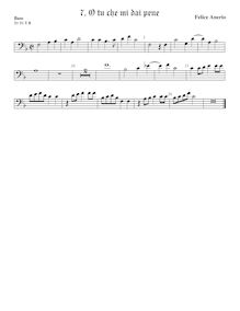 Partition viole de basse, basse clef, madrigaux pour 4 voix, Anerio, Felice