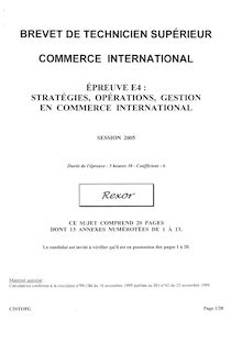 Btscomme 2005 strategie, operations, gestion en commerce international