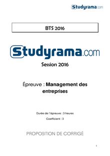 BTS2016-Corrigé-Management des entreprises