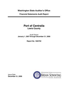 Financial Statements Audit Report Port of Centralia Lewis County