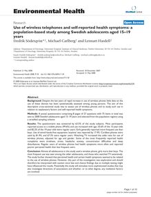 Use of wireless telephones and self-reported health symptoms: a population-based study among Swedish adolescents aged 15–19 years