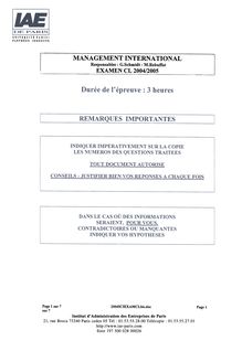 Management International 2004 IAE de Paris (MAE)
