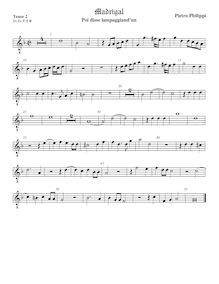 Partition ténor viole de gambe 2, octave aigu clef, madrigaux pour 5 voix par  Peter Philips