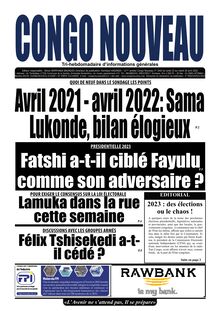 Congo Nouveau N° 1642 - Du LUNDI 25 au MARDI 26 avril 2022