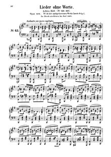 Partition complète, chansons ohne Worte, Songs Without Words, Mendelssohn, Felix