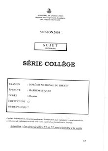 Mathématiques 2008 Brevet (filière générale)