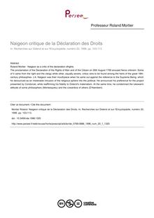 Naigeon critique de la Déclaration des Droits - article ; n°1 ; vol.20, pg 103-113
