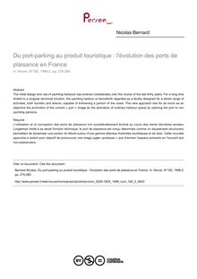 Du port-parking au produit touristique : l évolution des ports de plaisance en France - article ; n°2 ; vol.182, pg 275-285