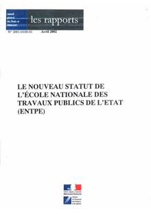 Le nouveau statut de l Ecole Nationale des Travaux Publics de l Etat (ENTPE)