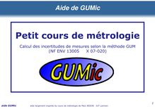 Calcul des incertitudes de mesures selon la méthode GUM (NF ENV ...