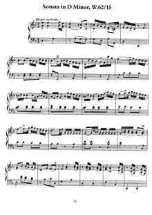 Partition complète, Sonata en D minor, Wq.62/15 (H.105), Bach, Carl Philipp Emanuel