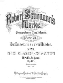 Partition complète, 3 Piano sonates pour pour Young, Schumann, Robert