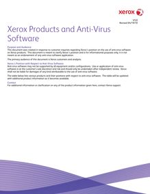 Xerox Products and Anti-Virus Software