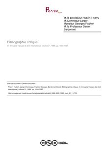 Bibliographie critique  ; n°1 ; vol.31, pg 1054-1097