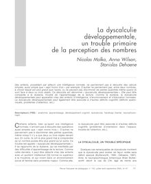 La dyscalculie développementale, un trouble primaire de la perception des nombres - article ; n°1 ; vol.152, pg 41-47