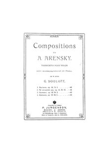Partition de piano et partition de violon, 3 Morceaux par Anton Arensky