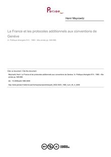 La France et les protocoles additionnels aux conventions de Genève - article ; n°4 ; vol.45, pg 949-966