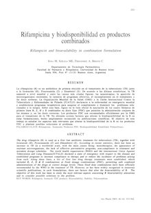 Rifampicina y biodisponibilidad en productos combinados. (Rifampicin and bioavailability in combination formulation)
