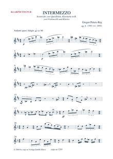 Partition Klarinette / clarinette, Intermezzo, Peters-Rey, Gregor