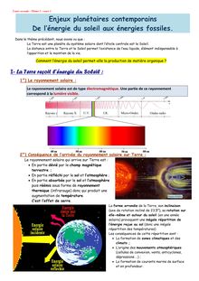 Enjeux planétaires contemporains De l’énergie du soleil aux énergies fossiles - SVT seconde
