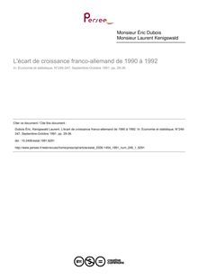 L écart de croissance franco-allemand de 1990 à 1992 - article ; n°1 ; vol.246, pg 29-36