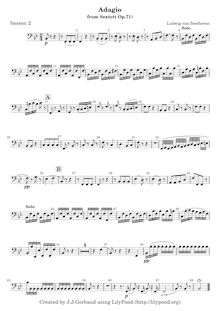 Partition basson 2, Sextet pour vents, Op.71, E♭ major, Beethoven, Ludwig van