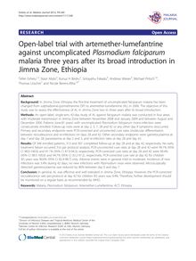 Open-label trial with artemether-lumefantrine against uncomplicated Plasmodium falciparum malaria three years after its broad introduction in Jimma Zone, Ethiopia