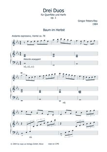 Partition complète, Three duos pour Concert flûte et harpe, Drei Duos für Querflöte und Harfe