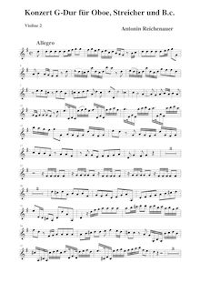 Partition violons II, hautbois Concerto en G major, G major, Reichenauer, Antonín