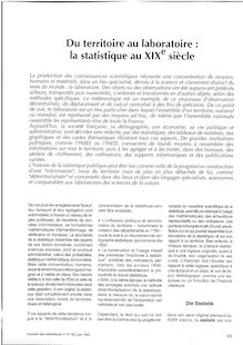 Du territoire au laboratoire : la statistique au XIXe siècle - Numéro 81-82 - juin 1997
