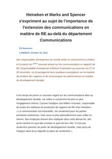 Heineken et Marks and Spencer s expriment au sujet de l importance de l extension des communications en matière de RE au-delà du département Communications