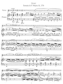 Partition complète, violon Sonata, Violin Sonata No.24, F major par Wolfgang Amadeus Mozart