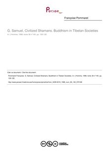 G. Samuel, Civilized Shamans. Buddhism in Tibetan Societies  ; n°140 ; vol.36, pg 126-128