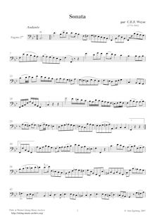 Partition basson 2, Sonate pour 2 Fagotter, Weyse, Christoph Ernst Friedrich
