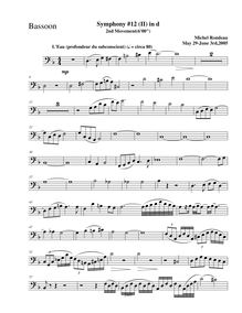 Partition basson, Symphony No.12  pour Alchemist , D minor, Rondeau, Michel par Michel Rondeau
