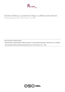 Gordon Golding, Le procès du Singe. La Bible contre Darwin  ; n°1 ; vol.37, pg 88-89