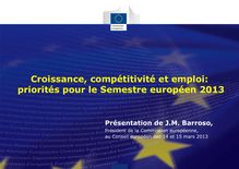 EUROPA: Croissance, compétitivité et emploi - priorités pour le Semestre européen 2013