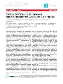 Audit of adherence to GI screening recommendations for Lynch Syndrome Patients