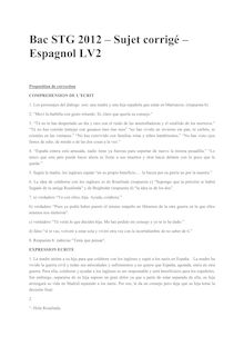 Bac 2012 STG Espagnol LV2 Corrige