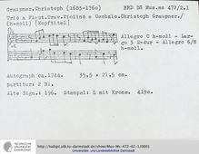 Partition complète, Trio Sonata en B Minor, GWV 219, B minor, Graupner, Christoph