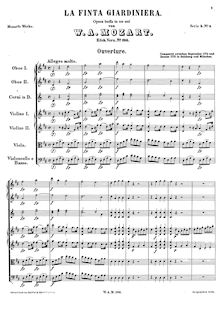 Partition Overture et Act I, Nos.1–6, La finta giardiniera, Mozart, Wolfgang Amadeus
