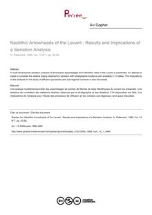 Neolithic Arrowheads of the Levant : Results and Implications of a Seriation Analysis - article ; n°1 ; vol.15, pg 43-56