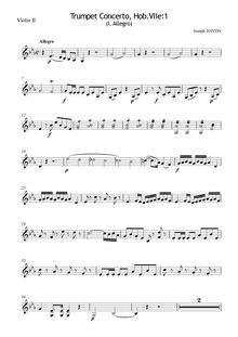 Partition violons II, trompette Concerto, Hob.VIIe:1, Trumpet Concerto in E-flat major